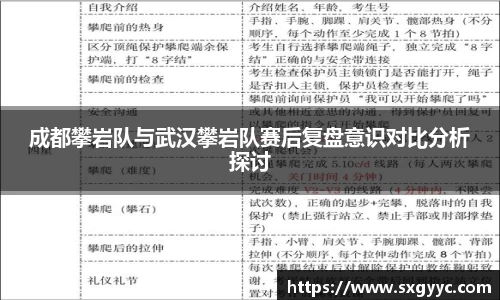 成都攀岩队与武汉攀岩队赛后复盘意识对比分析探讨