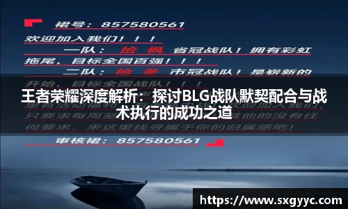 王者荣耀深度解析：探讨BLG战队默契配合与战术执行的成功之道