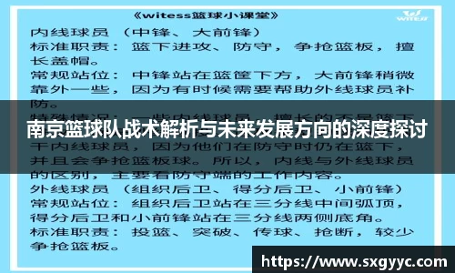 南京篮球队战术解析与未来发展方向的深度探讨